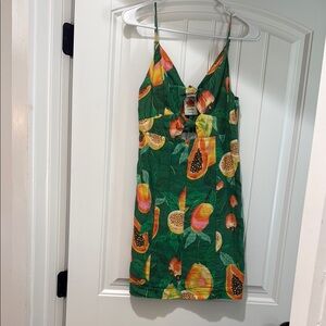 FARM Rio Green Tropical Mini Dress